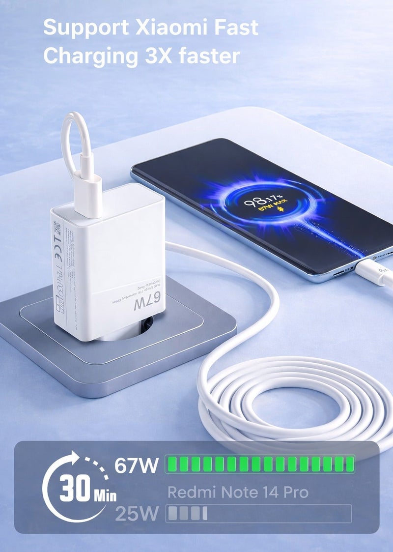 Xiaomi 67W HyperCharge Fast Wall Charger + 6A USB-C (Type-C) Cable – Super Fast Charging – Compatible with Xiaomi/Redmi/POCO - Image 2
